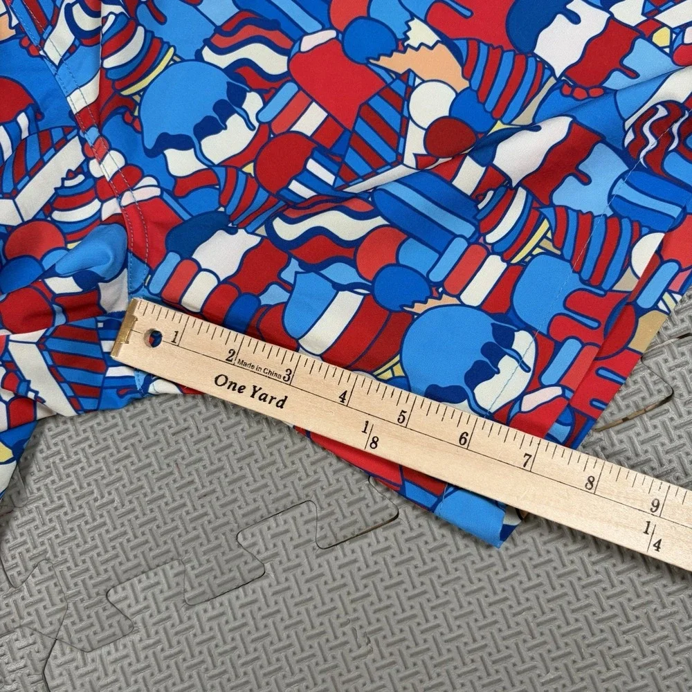 Rsvlts Board Shorts Sz L Red White Blue Ice Cream Unlined Swim Trunks EUC